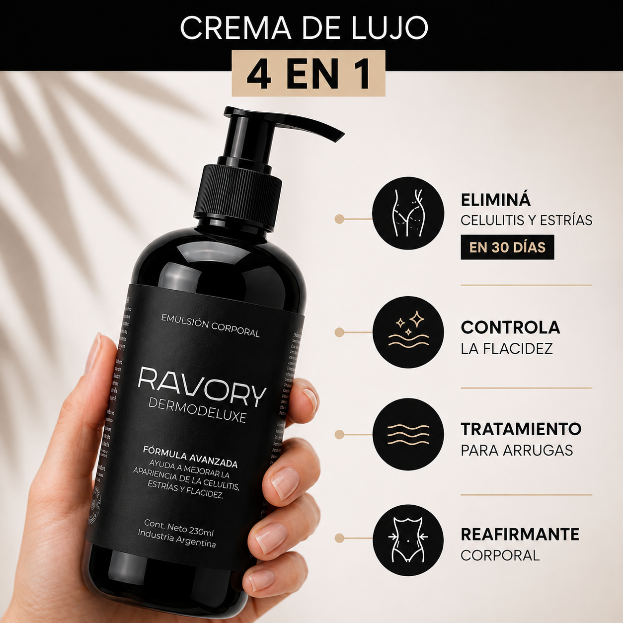 DERMODELUXE – Emulsión Corporal Anticelulitis, Antiflacidez y Efecto Drenante